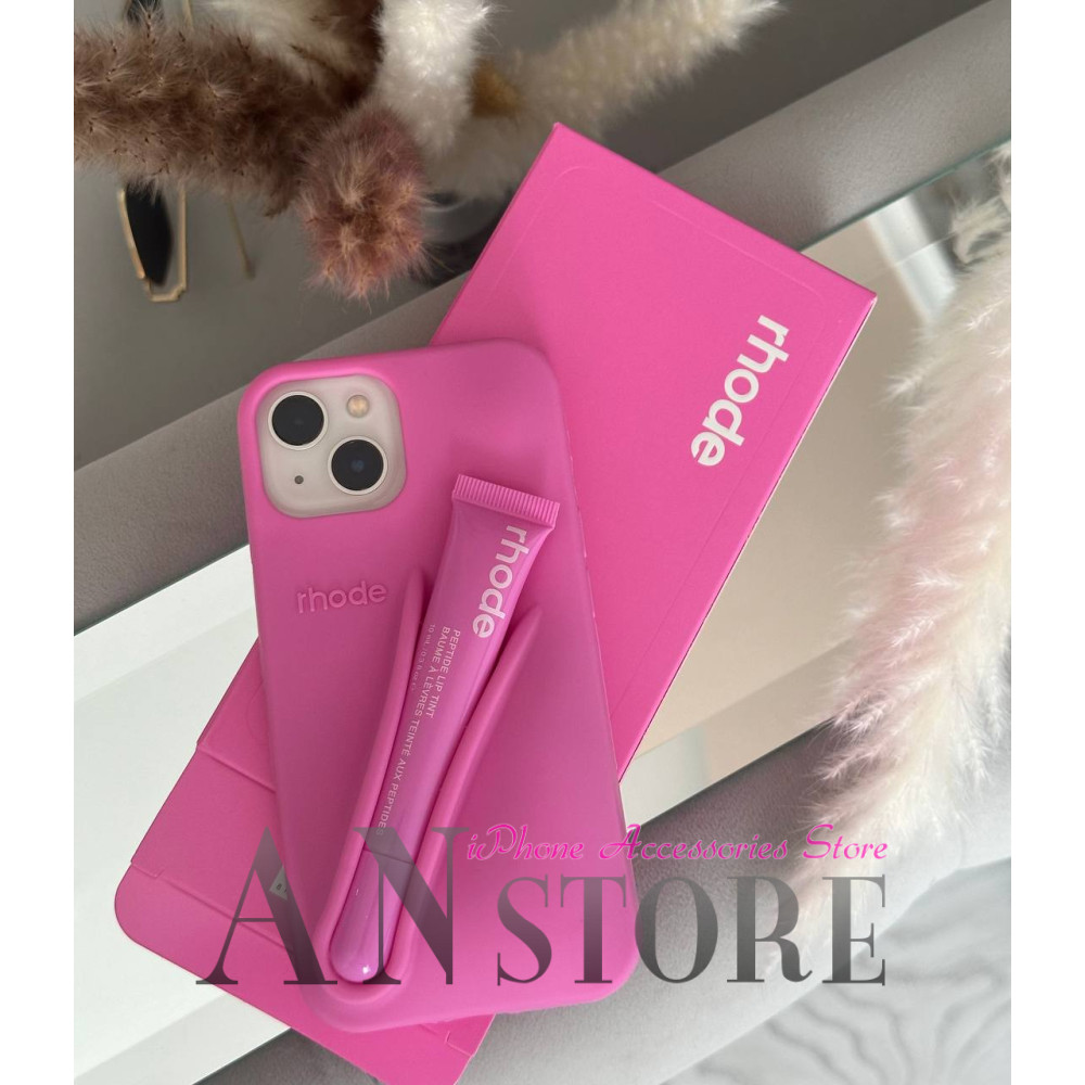 Рожевий чохол Rhode на айфон 13 з відділенням для блиску для губ